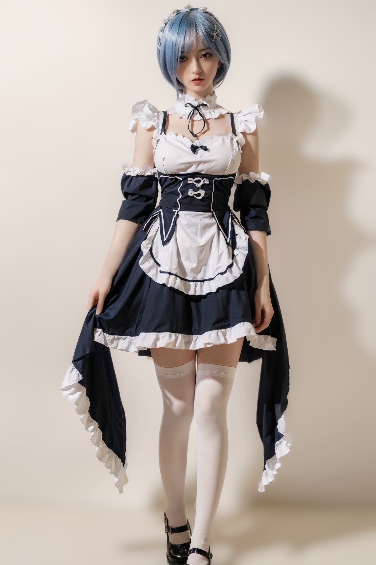 5ft2 / 158cm Movable Jaw Silicone Maid Uniform Sex Doll - Orange In丨Sumi