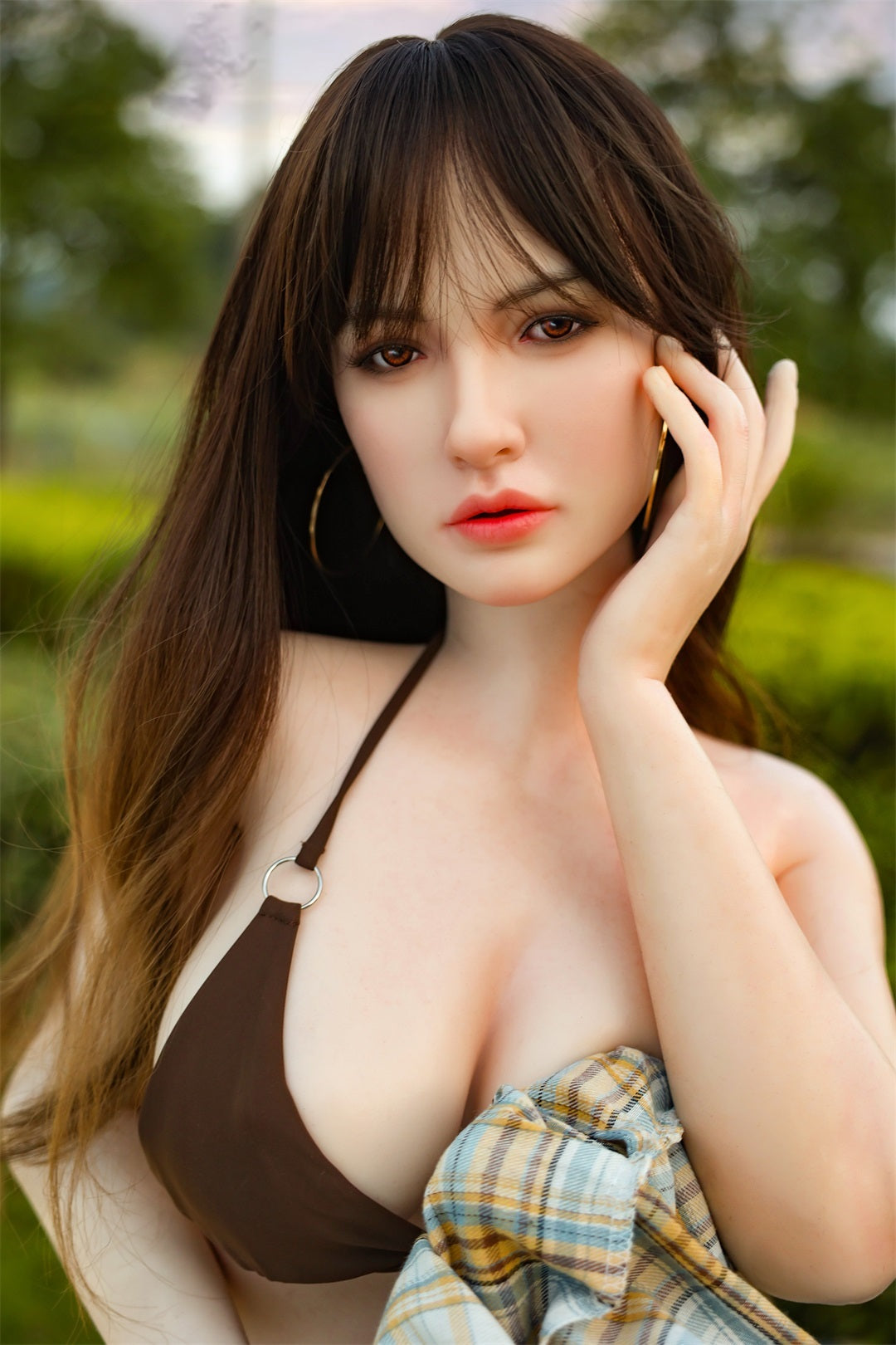 5ft3 / 160cm Movable Jaw Silicone Sensually Dressed Sex Doll - Orange In丨Cecilia