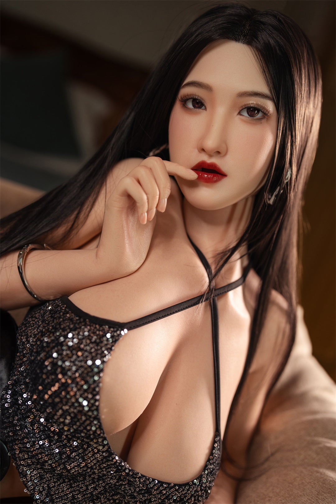 5ft6 / 168cm Movable Jaw Silicone Asian Sex Doll With Big Boobs - Orange In丨Sue