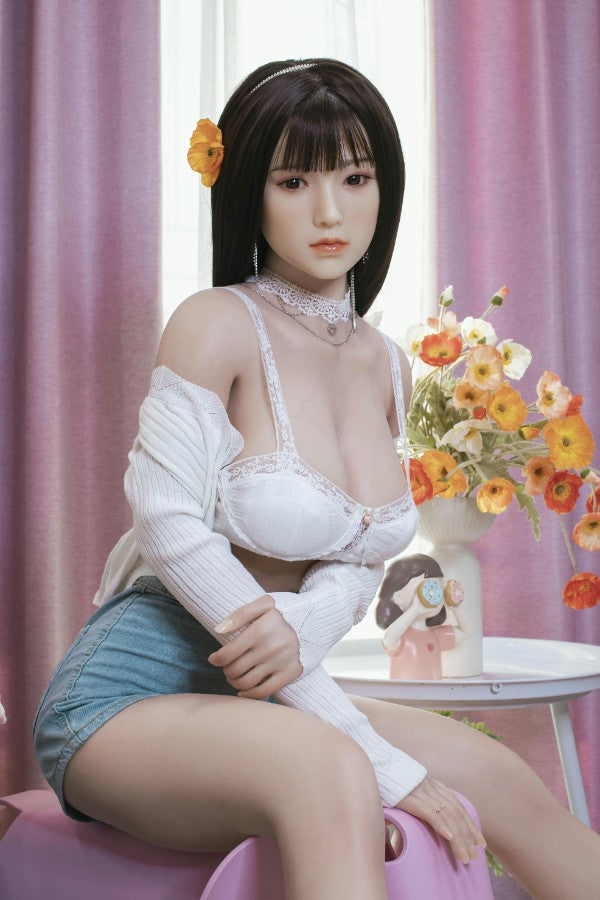 160cm / 5ft3 Long Black Hair Beautiful Silicone Chinese Sex Doll - Dime Doll: Dortha