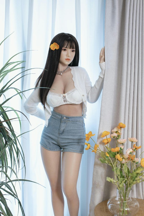 160cm / 5ft3 Long Black Hair Beautiful Silicone Chinese Sex Doll - Dime Doll: Dortha