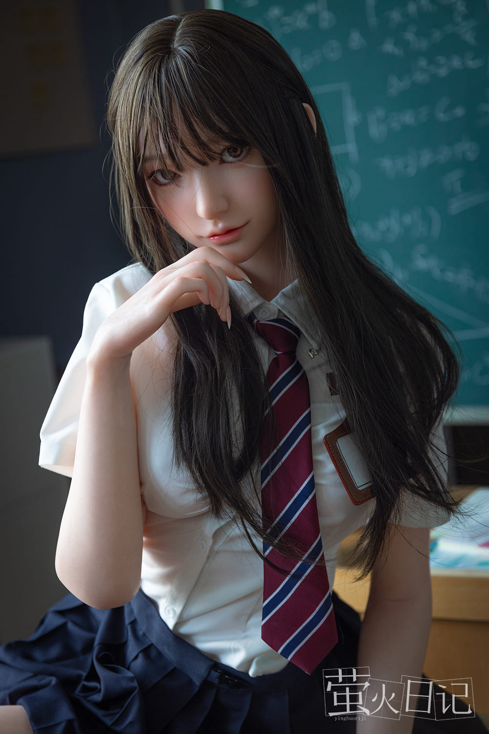 5ft5 / 165cm Long Black Hair Movable Jaw Silicone Sex Doll - Firefly Diary Doll: Lian