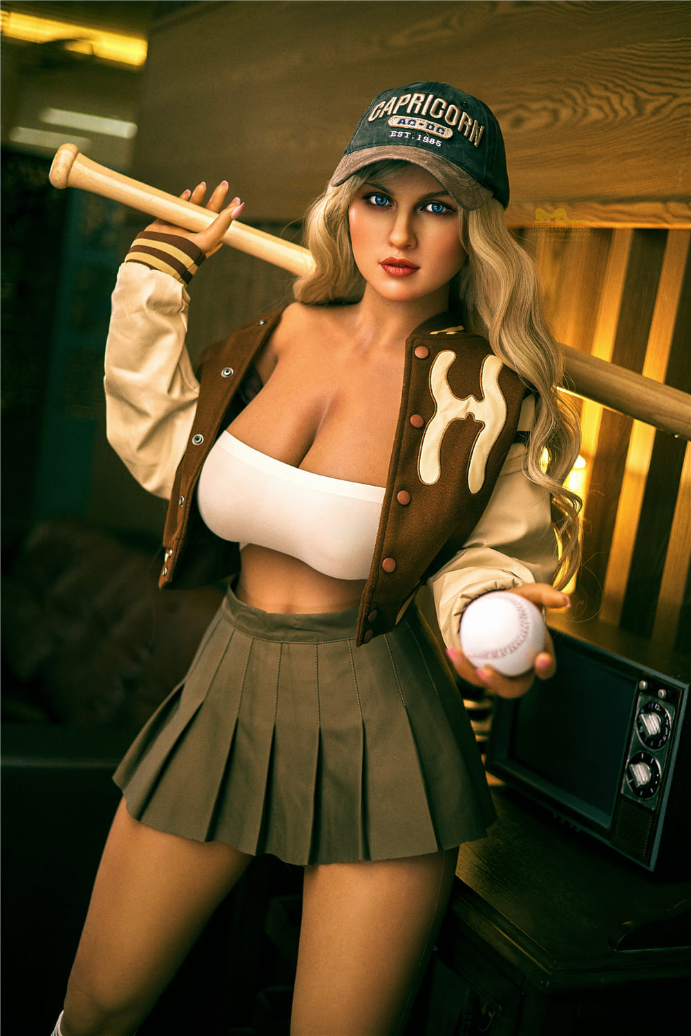 5ft5 / 165cm Play Baseball Fitness Silicone Blonde Sex Doll - Irontech Doll Hazel